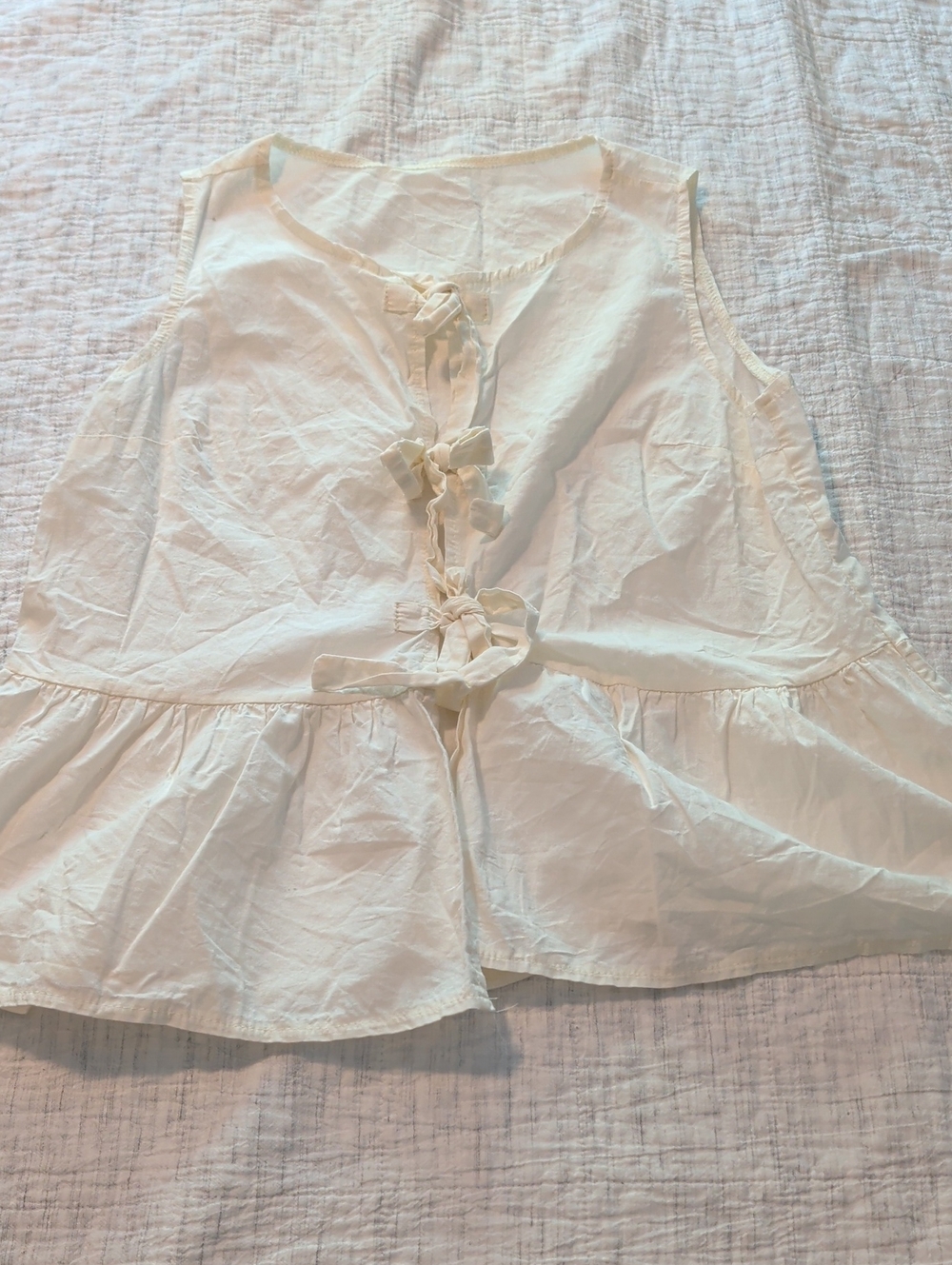 Source Unknown Cream Tie-Front Peplum Blouse S